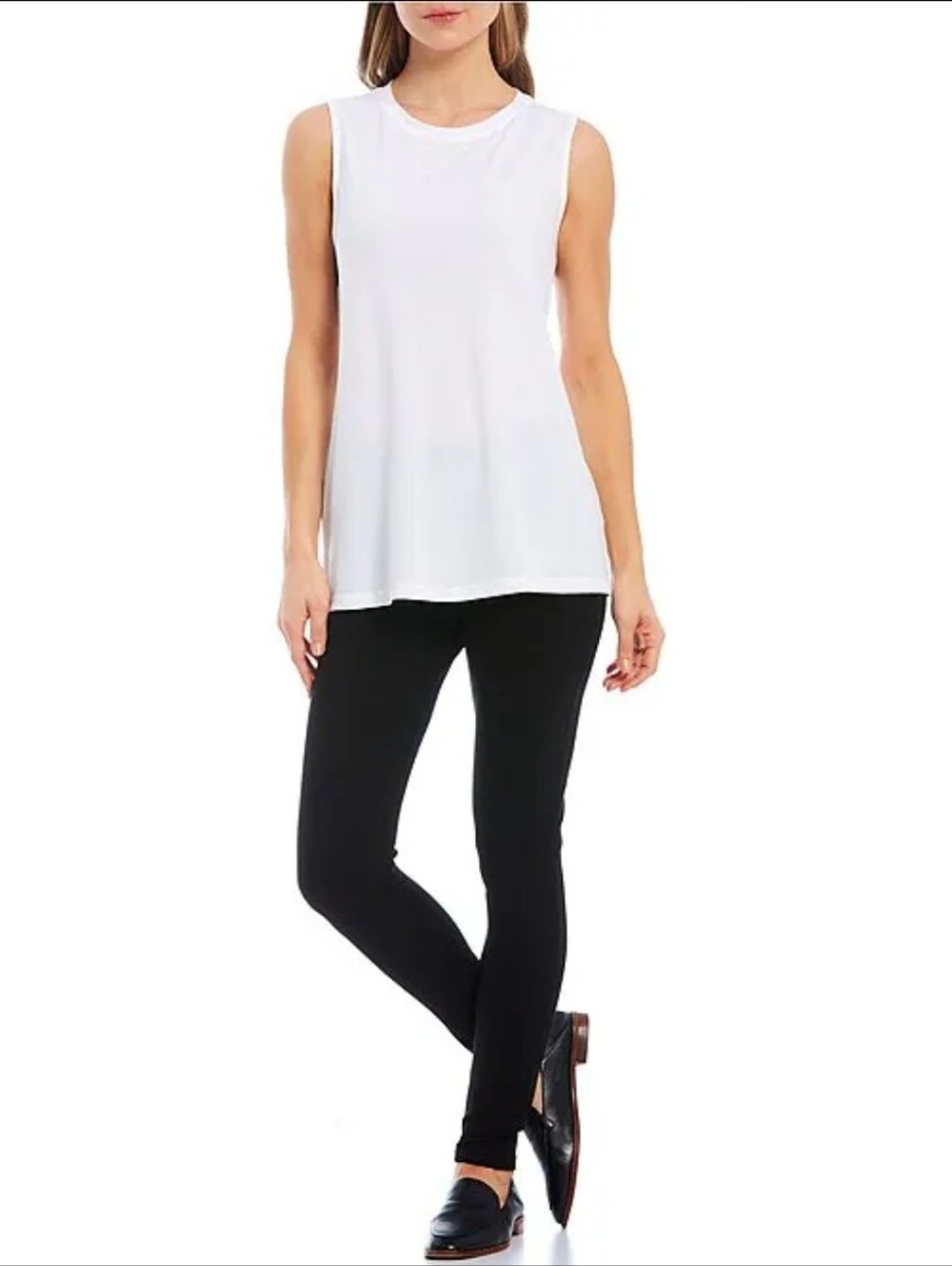 Ali Miles White Crewneck Tank Top